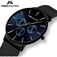 Megalith watch hot sale high quality watch custom logo new luxury wristwatch men mesh band waterproof multifunction quartz watch