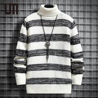 Liu Ming Wholesale Winter 2024 Men Clothing Elasticity Striped Long Sleeves Contrast Color Knitting Warm Casual Sweater