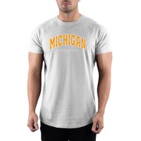 Wholesale Gym Fitness Bodybuilding Cotton T-Shirt Mens Sport Running Short Sleeve Shirt Trend Michigan Midwestern USA Print Tops
