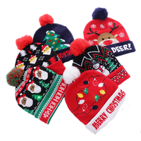 Unisex LED Light-up Ugly Christmas Sweater Hat Novelty Knitted Xmas Beanie Cap for Party