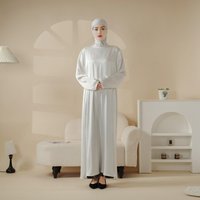 Wholesale Dubai Satin Women's Muslim Abaya Modest Long Sleeve Robe with Hijab Plus Size and Anti-Static Design