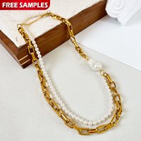 Fresh Water Pearl Necklace for Women Stainless Steel with Gold Chains Gold Silver Plated Cross for Men Fashion Beaded Necklaces