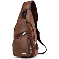 2026 Factory USB PU Leather Fashion Handbags for Man One-shoulder Backpack Outdoor Sports Men's Bag