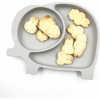 Custom FDA LFGB Certified Food Grade Elephant Shape Baby Feeding Silicone Plate with Strong Suction