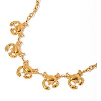 New Designs Vintage Stainless Steel 18k Gold Plated Women's Charm Crab Pendant Snake Chain Fashion Jewelry Necklace