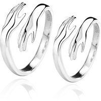 5214 925 Sterling Silver Rings for Women Girls Hugging Hands Open Adjustable Fashion Jewelry Men Couples Ring Set Wedding Bands