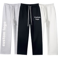 Wholesale Custom Embroidery and Puff 500gsm Fleece Pure Color Loose Straightly Men Jogger Pants
