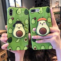 Hot selling Green Avocado Fruit phone case For apple iphone 6s 7 8 6p 7p 8p 3d imd mobile cover with pop socket