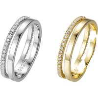 FUAMAY 925 Sterling Silver Dual Wedding Ring White and Gold Bands for Parties & Anniversaries