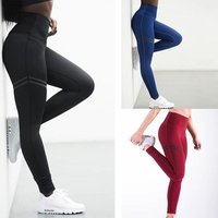 High Waist Gym Yoga Cotton Leggings Neon Stripe