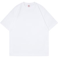Wholesale Custom Your Brand Logo 100% Cotton White Solid Plain Blank 270G T Shirt Plain Tee Casual Men's T-shirts