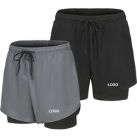 Men's Running Shorts Custom Printed 2-in-1 Zip Pocket Train Sportswear Breathable Athletic Marathon Running Pants Custom Logo