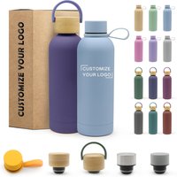 Thermos Cup 500ML/1000ML Double Wall Stainless Steel Bottle Rubber Paint Outdoor Sports Small Mouth Kettle Water Cup