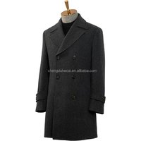HARCHOY Latest Design Double Breasted Slim Suit for Men Custom Bespoke Tailor Dark Gray Wool Fabric blazer Business Man Suit