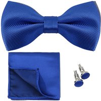Royal Blue BowTie Men's Formal Tie Bow Pocket Square Cufflinks Gift Set Solid Color Bow Tie Hanky Set Business Wedding Bow Tie