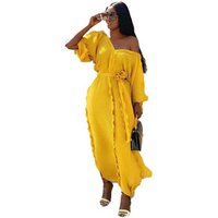 90714-MX37 casual solid color women wave dresses for summer