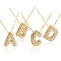 Gold Plated Hip Hop Iced Out CZ Letter Necklace Women Luxury Jewelry Alphabet A-Z 26 Capital Initial Letters Pendant Necklaces