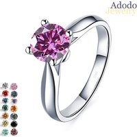 Customized Jewelry 4 Prong Setting 1Carat Vvs1 Colorful Moissanite S925 Sterling Silver Engagement Bands or Rings for Women