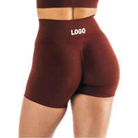 Custom Logo Women Seamless Jacquard Gym Shorts High-Waist Stretchy Compression Yoga Shorts