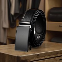Durable Men's Black Cow Hide Belt Custom Logo Fashion Style Genuine Leather Alloy Buckle Personalized Accessory 4cm Width 120cm