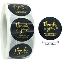 Alibaba 500pcsroll Waterproof Round Black Thank You Bronzing Gold Silver Custom Paper Adhesive Stickers for Baking Gift Diary