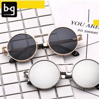 Trend 2026 New Punk Sun Glasses Wholesale Men Steampunk Glasses Round Retro Vintage Customized Sunglasses UV400