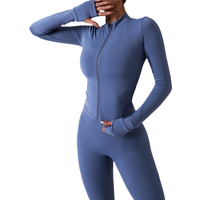 Lanyu Women's Active Yoga Jacket Long Sleeve Fitness Workout Top Full Zipper Breathable Thumb Hole Factory Sustainable Plus Size