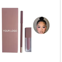 Wholesale Private Label Vegan Waterproof 8 Colors Lip Gloss Kit and Lipliner Set Custom Logo Matte Lipstick Lip Kit