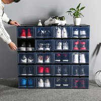 Thickened Black Transparent Basketball Shoe Box Plastic Foldable Stackable Shoe Container Clear Closet Shelf Shoe Organizer