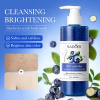 SADOER Blueberry Scrub Bath Shower Gel Deeply Cleansing Exfoliating Body Wash Whitening Herbal Perfumed Bubble Moisturizing for