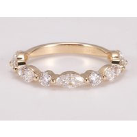 5x2.5mm Marquise and 2.5mm Round Moissanite Diamond 14k Yellow Gold Ring Band From Provence Gems
