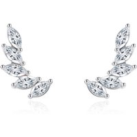 New Fashion Marquise Cut Cubic Zircon Paved 92.5% Sterling Silver Leaf Feather Shape Cheap Stud Earrings for Womens Jewelry