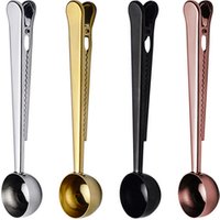 Metal 304 stainless steel coffee bean measuring spoon/scoop with bag clip