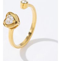 Hot Selling Classic Design Stainless Steel Plated 18K Gold White Heart Zircon Open Ring