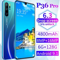 P36 Pro 6.3" Drop Screen 6G 128G 8 16MP Face Fingerprint Recognition Smartphone mobile phone cel phone