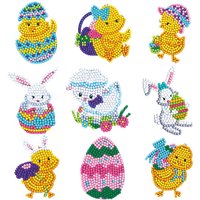 Cartoon Stickers Animal DIY Diamond Painting Stickers Kits Rabbit Egg and Chicken Cartoon Diamond Stickers for Kids Art Crafts