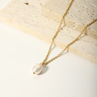 2025 Dainty Natural Freshwater Pearl Necklace 18K Gold Plated Stainless Steel Necklace Waterproof Jewelry for Women