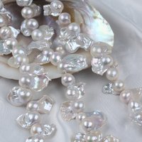 Zhuji 17-22mm White Natural Freshwater Top Drilled Baroque Pearl AA Grade Third Party Certified 2 Strands for Jewelry Making MOQ