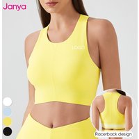 Janya 2025 Women Breathable High Neck Racerback Removable Pads Workout Gym Fitness Tank Top High Support Yoga Sports Bra Adults
