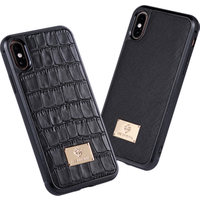 360 degrees protect Internal and external Crocodile and crossgrain Genuine leather phone cover for iPhone x xs case