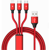 Durable Nylon Braided 2.0A Fast Charging 3 in 1 USB Cable for Android IOS Phone