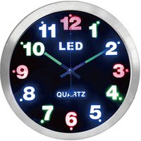 Neon 12 inch simple digital metal LED electric digital wall clock fashion creative mute wall clock living room clock