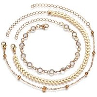 Fashion Gold Crystal Anklet Set Vintage Handmade Ankle Bracelet for Women Party Summer Beach Accessories 3Pcs/Set N95121