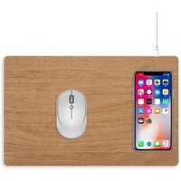 Hot Sale Pu Leather Wood Grain Wireless Charger Mouse Pad