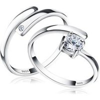 RINNTIN SSDR22 Jewelry Manufacturers 925 Silver Couple Ring for Valentine's Day