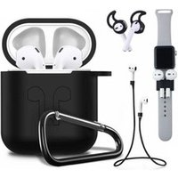 5in1 Silicone Wireless Bluetooth Earphone Cover Protective Case Anti-lost Wire for AirPods Stand for i Watch Accessories