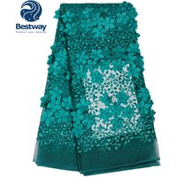3D Beaded Embroidery Flower Tulle Lace Fabric
