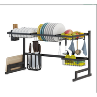 Original design stainless steel kitchen rack dish rack with suction cup at the bottom pure and black color choose