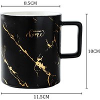 Custom logo drinkware marble colored mug golden coffee ceramic mug cup for gift