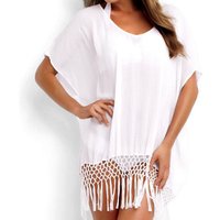 Simplicity Bikini Cover Up Net Tassel Beach dress for vacation